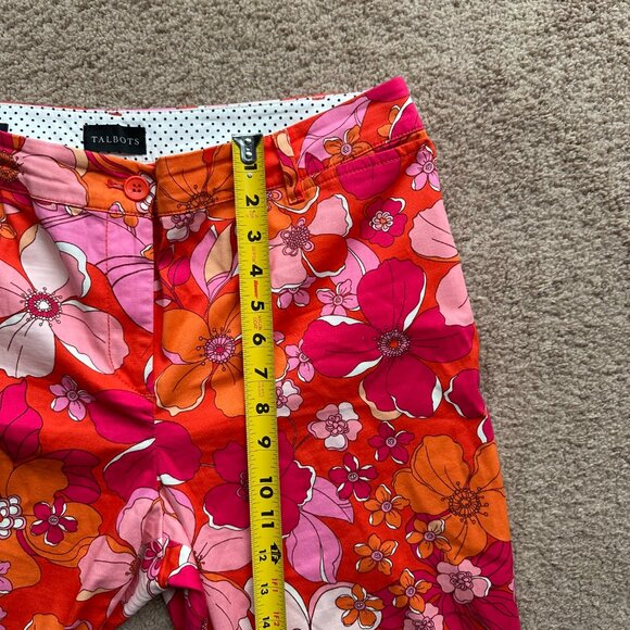 Talbots Pants Womens 10 34x25 Perfect Crop Floral Bright Mid Rise - Picture 9 of 14